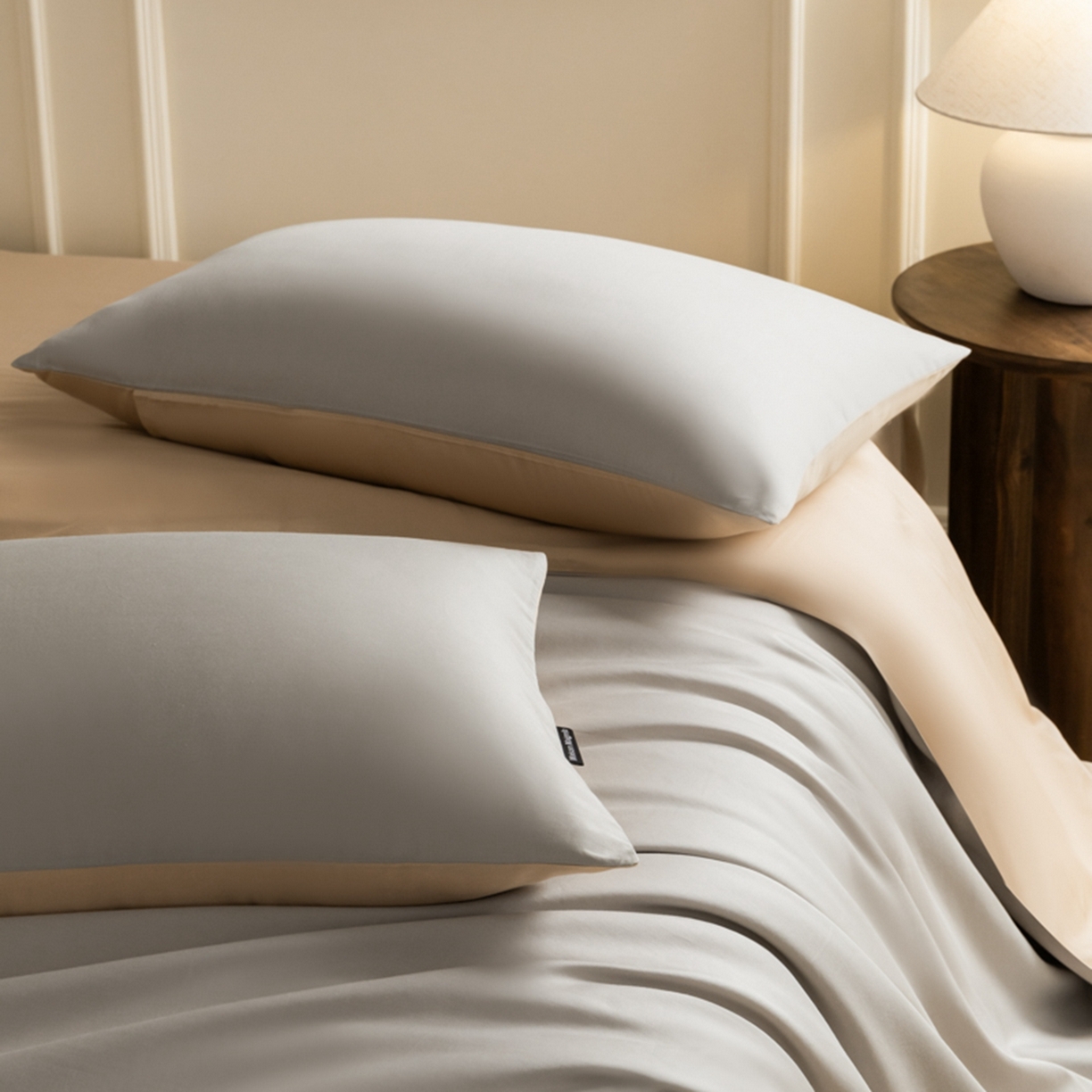 91家纺网 家纺一手货源 找家纺 秀色家纺 2026新款高端100pro新疆长绒棉床上四件套全棉纯棉四季纯色双拼高级感礼品团购四件套-米朵 米朵-可口摩卡