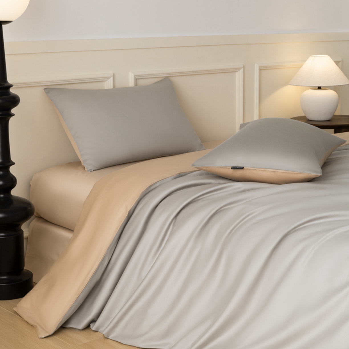 91家纺网 家纺一手货源 找家纺 秀色家纺 2026新款高端100pro新疆长绒棉床上四件套全棉纯棉四季纯色双拼高级感礼品团购四件套-米朵 米朵-可口摩卡