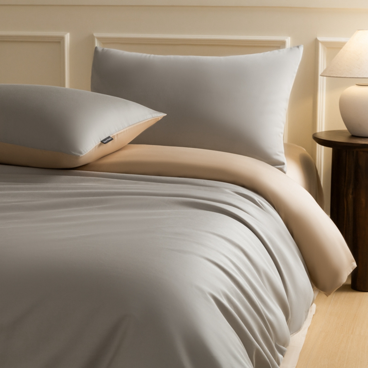 91家纺网 家纺一手货源 找家纺 秀色家纺 2026新款高端100pro新疆长绒棉床上四件套全棉纯棉四季纯色双拼高级感礼品团购四件套-米朵 米朵-可口摩卡