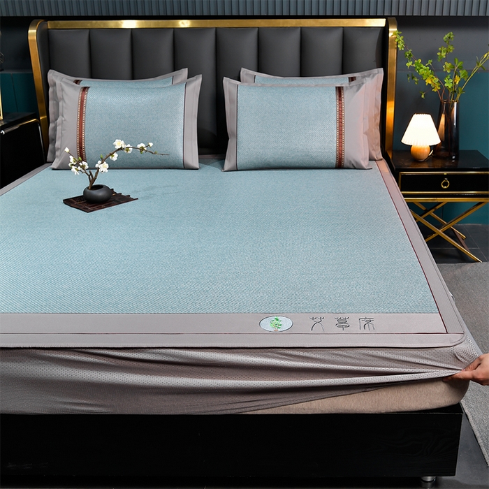 91家纺网 家纺一手货源 找家纺 （总）小牛席业 2026新款加厚款-经典艾草养生席（床笠款）