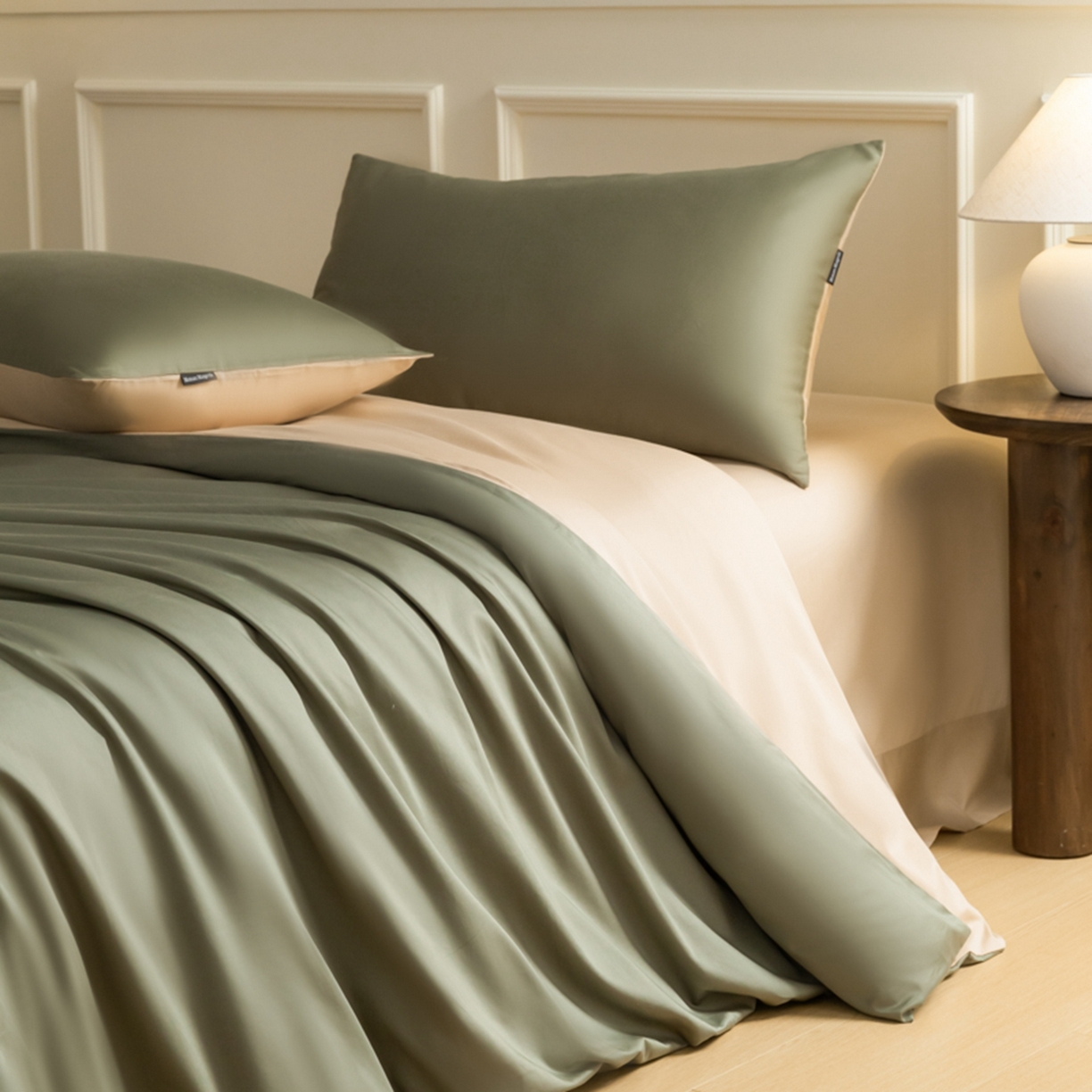 91家纺网 家纺一手货源 找家纺 秀色家纺 2026新款高端100pro新疆长绒棉床上四件套全棉纯棉四季纯色双拼高级感礼品团购四件套-米朵 米朵-琉璃香槟金