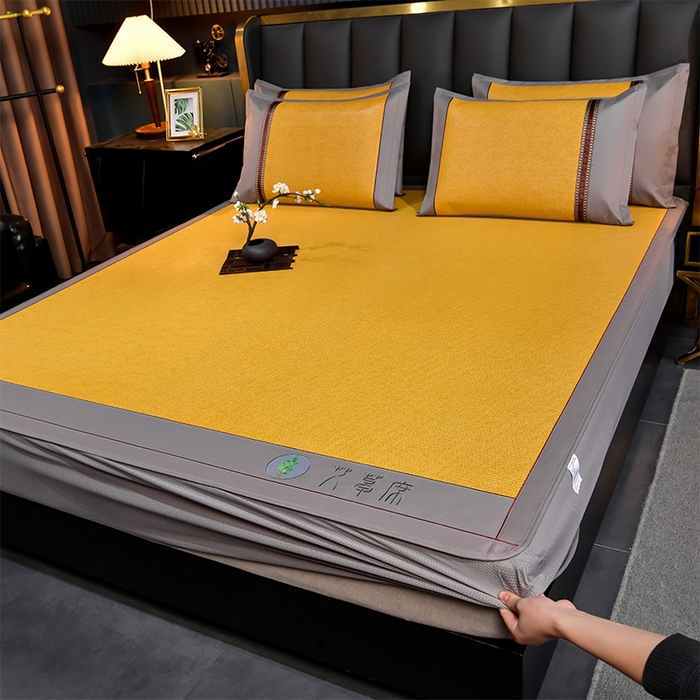 91家纺网 家纺一手货源 找家纺 （总）小牛席业 2026新款加厚款-经典艾草养生席（床笠款）