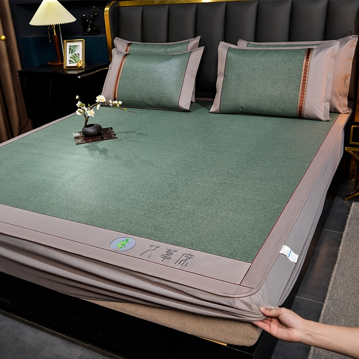 91家纺网 家纺一手货源 找家纺 （总）小牛席业 2026新款加厚款-经典艾草养生席（床笠款）