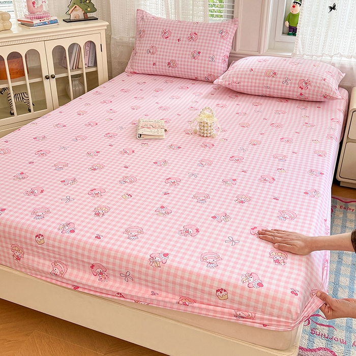 梦卓家纺 2026新款印花卡通系列亲肤水洗棉床笠 甜心美乐蒂