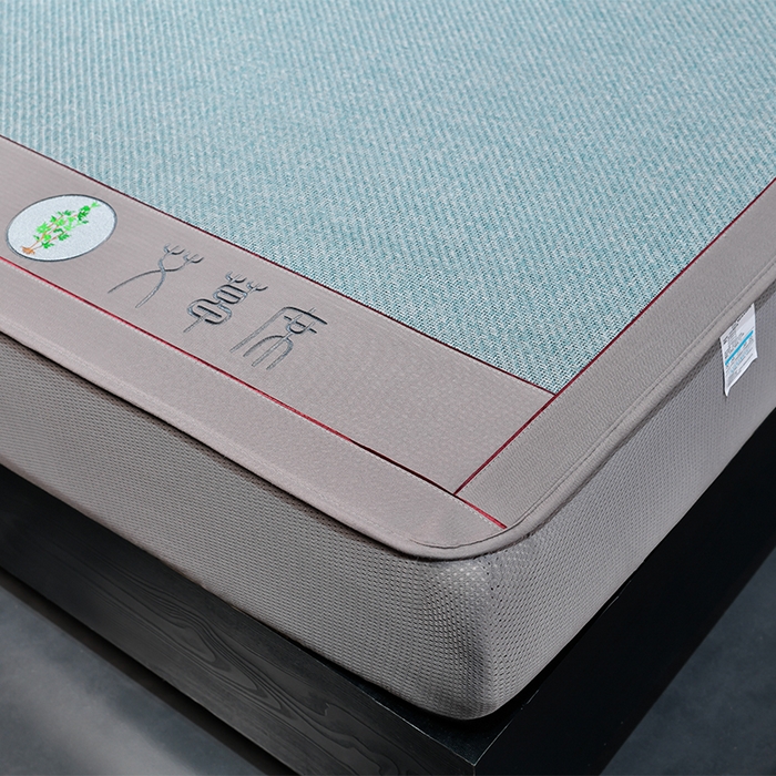 91家纺网 家纺一手货源 找家纺 小牛席业 2026新款加厚款-经典艾草养生席（床笠款） 艾草养生席-床笠款-冰蓝