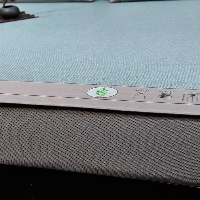 91家纺网 家纺一手货源 找家纺 小牛席业 2026新款加厚款-经典艾草养生席（床笠款） 艾草养生席-床笠款-冰蓝