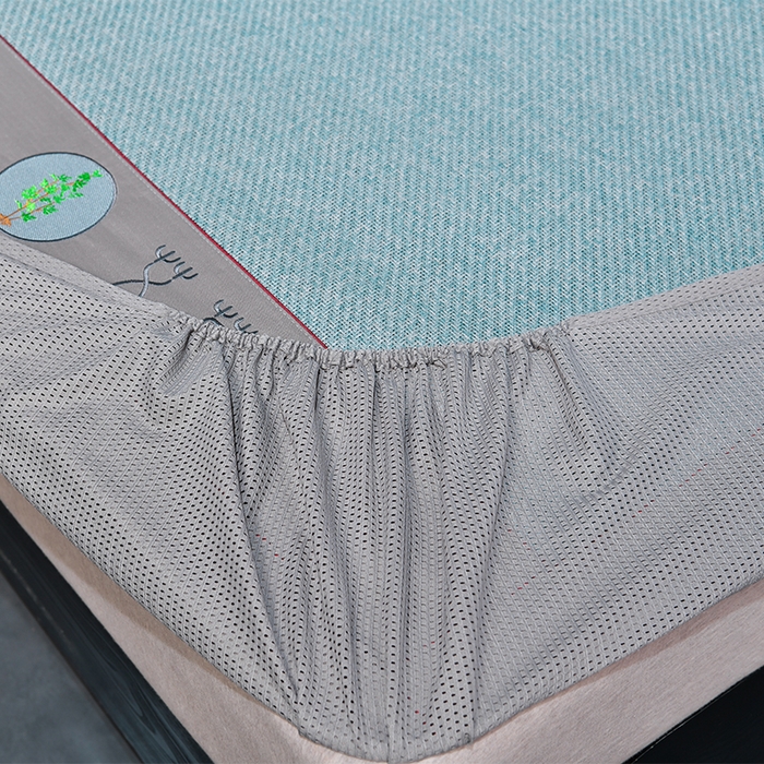 91家纺网 家纺一手货源 找家纺 小牛席业 2026新款加厚款-经典艾草养生席（床笠款） 艾草养生席-床笠款-冰蓝