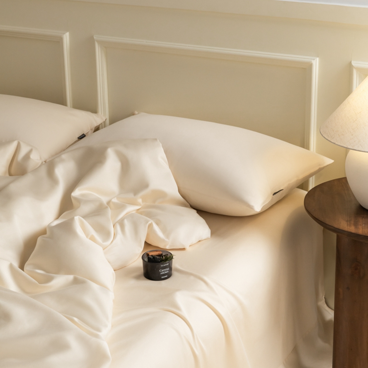 91家纺网 家纺一手货源 找家纺 秀色家纺 2026新款高端100pro新疆长绒棉床上四件套全棉纯棉四季纯色双拼高级感礼品团购四件套-米朵 米朵-奶昔白