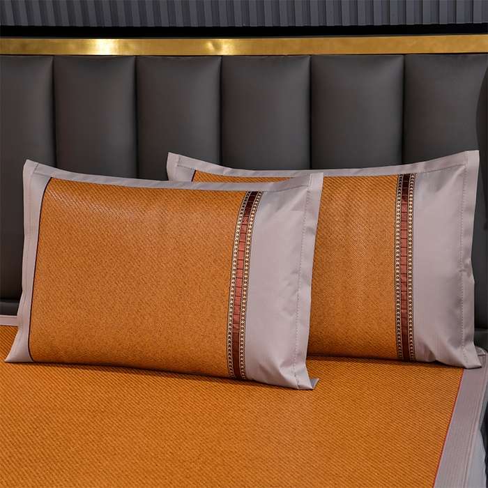 91家纺网 家纺一手货源 找家纺 小牛席业 2026新款加厚款-经典艾草养生席（床笠款） 艾草养生席-床笠款-红棕