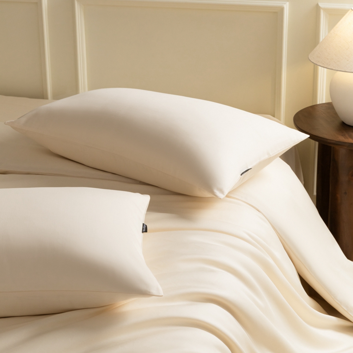 91家纺网 家纺一手货源 找家纺 秀色家纺 2026新款高端100pro新疆长绒棉床上四件套全棉纯棉四季纯色双拼高级感礼品团购四件套-米朵 米朵-奶昔白