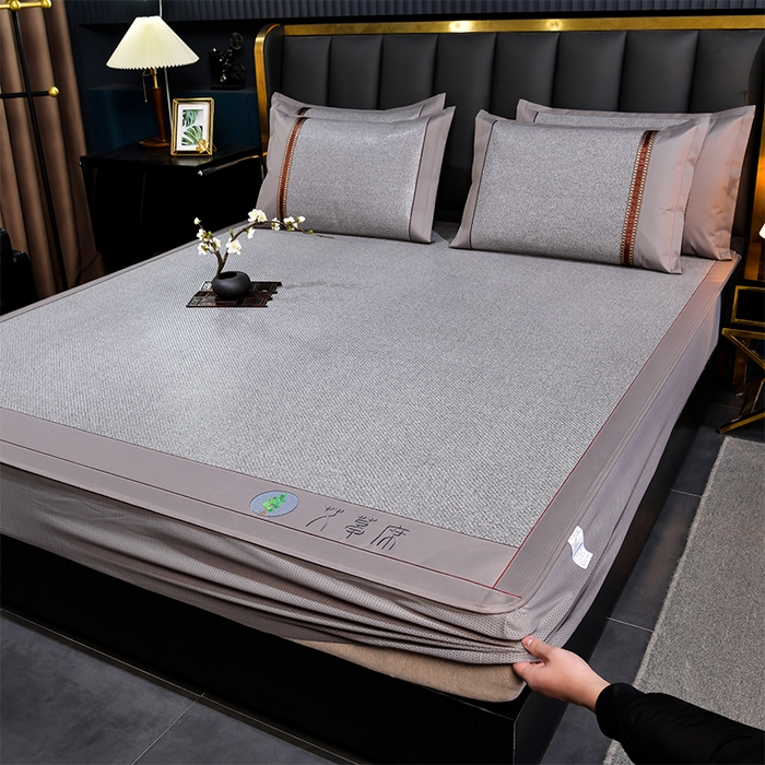 小牛席业 2026新款加厚款-经典艾草养生席（床笠款） 艾草养生席-床笠款-灰色