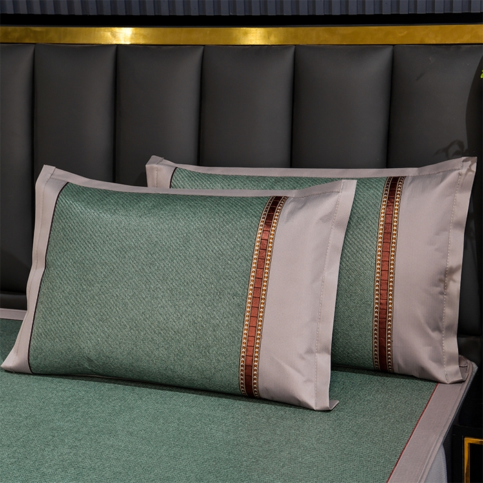 91家纺网 家纺一手货源 找家纺 小牛席业 2026新款加厚款-经典艾草养生席（床笠款） 艾草养生席-床笠款-墨绿