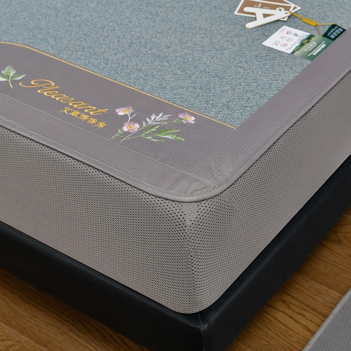 91家纺网 家纺一手货源 找家纺 （总）小牛席业 2026新款加厚款-艾草清新养生席（床笠款）