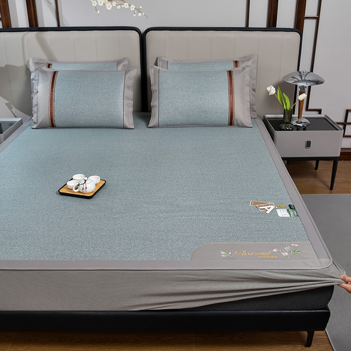 91家纺网 家纺一手货源 找家纺 （总）小牛席业 2026新款加厚款-艾草清新养生席（床笠款）