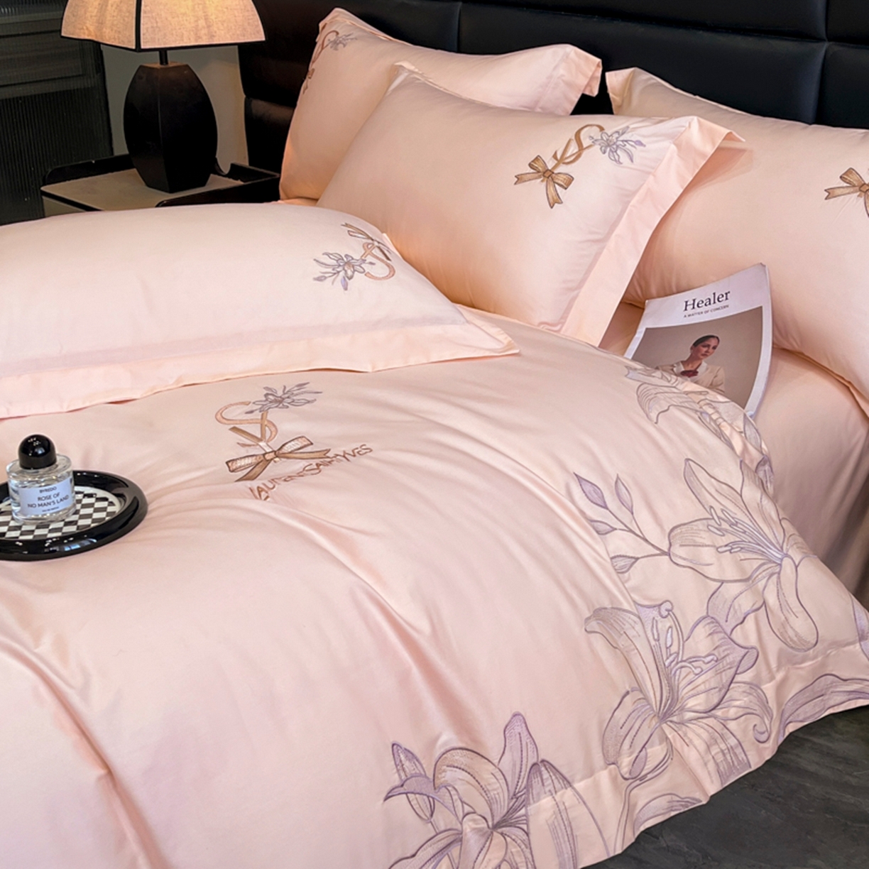 91家纺网 家纺一手货源 找家纺 （总）金牛座家纺 2026新款新疆长绒棉全棉纯棉刺绣四件套-百合系列