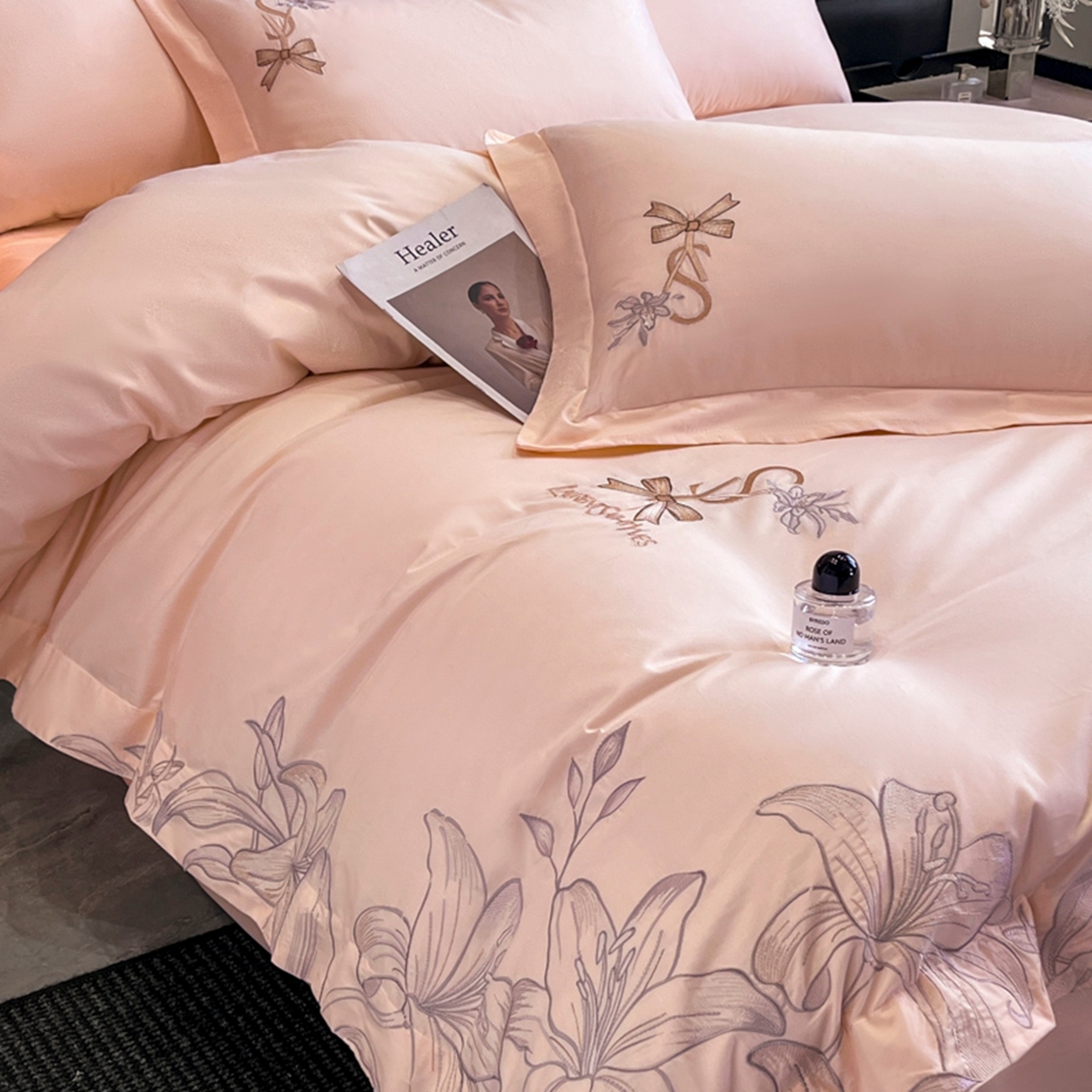 91家纺网 家纺一手货源 找家纺 （总）金牛座家纺 2026新款新疆长绒棉全棉纯棉刺绣四件套-百合系列