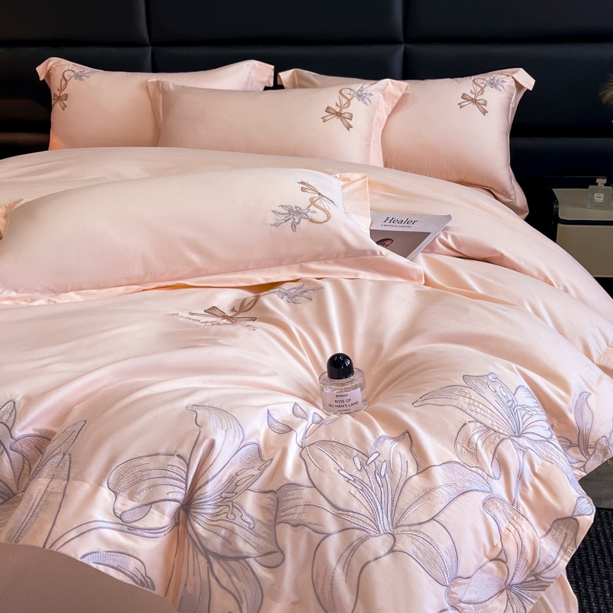 91家纺网 家纺一手货源 找家纺 （总）金牛座家纺 2026新款新疆长绒棉全棉纯棉刺绣四件套-百合系列