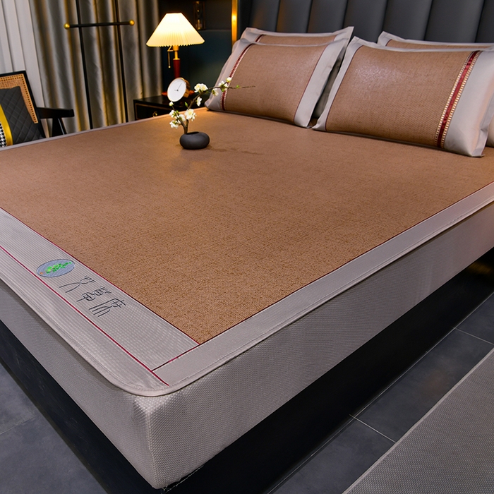 91家纺网 家纺一手货源 找家纺 小牛席业 2026新款加厚款-经典艾草养生席（床笠款） 艾草养生席-床笠款-浅咖