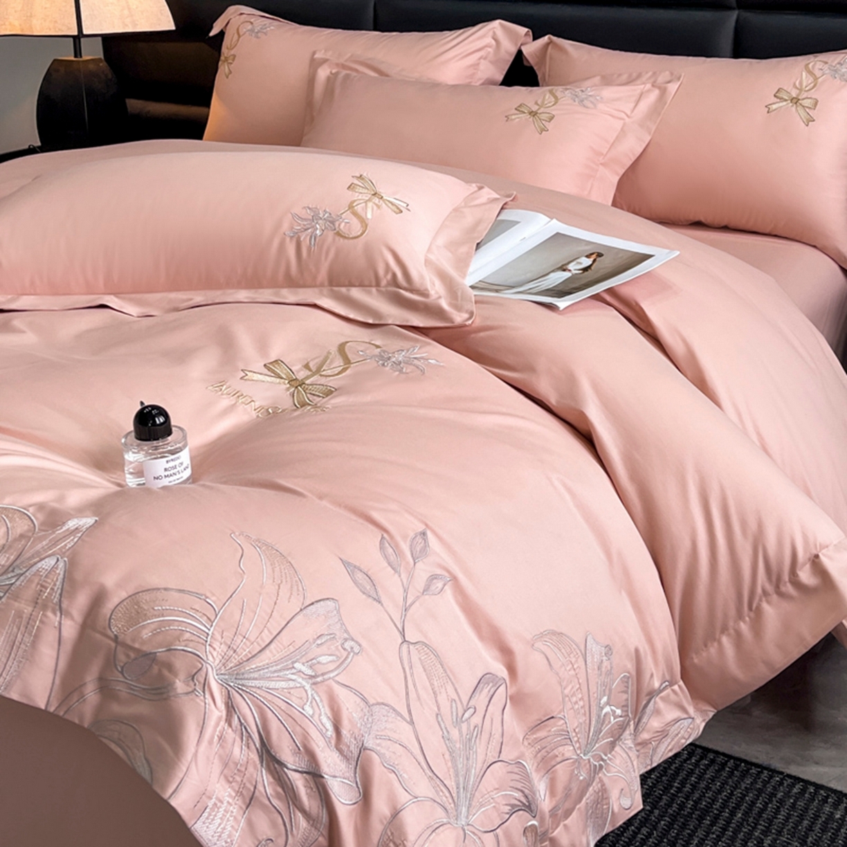 91家纺网 家纺一手货源 找家纺 （总）金牛座家纺 2026新款新疆长绒棉全棉纯棉刺绣四件套-百合系列