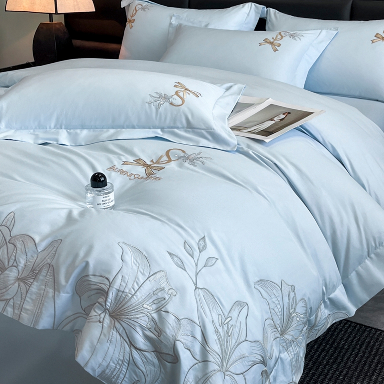 91家纺网 家纺一手货源 找家纺 （总）金牛座家纺 2026新款新疆长绒棉全棉纯棉刺绣四件套-百合系列