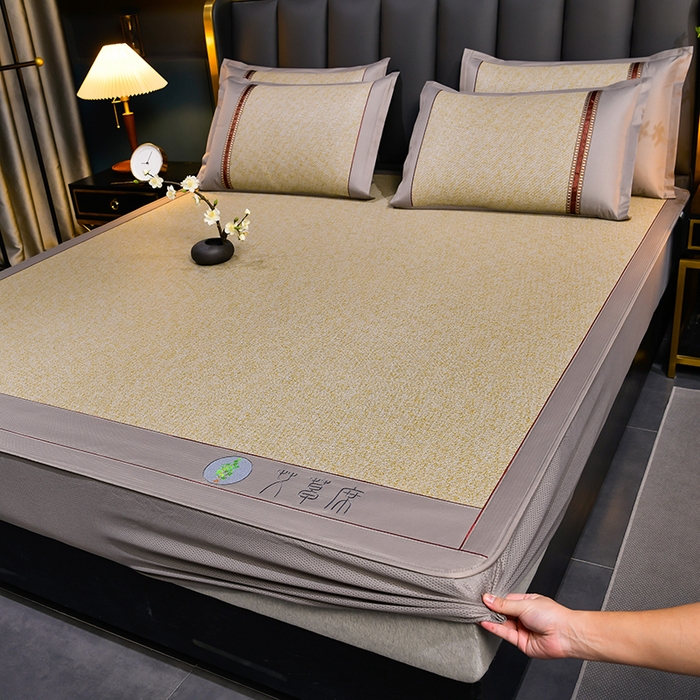 小牛席业 2026新款加厚款-经典艾草养生席（床笠款） 艾草养生席-床笠款-亚麻