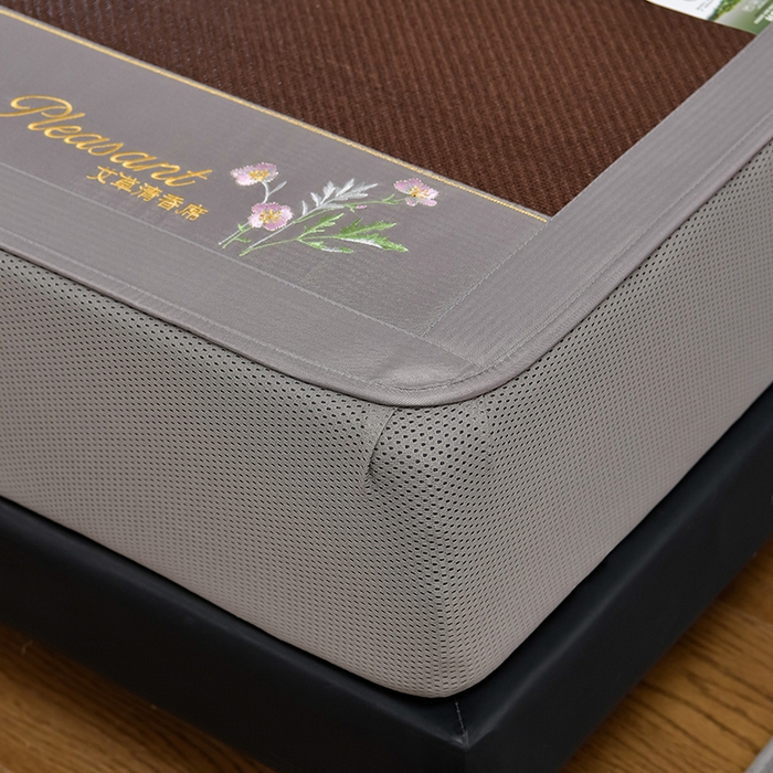 91家纺网 家纺一手货源 找家纺 小牛席业 2026新款加厚款-艾草清新养生席（床笠款） 加厚款-艾草清香养生（床笠款）-黑咖