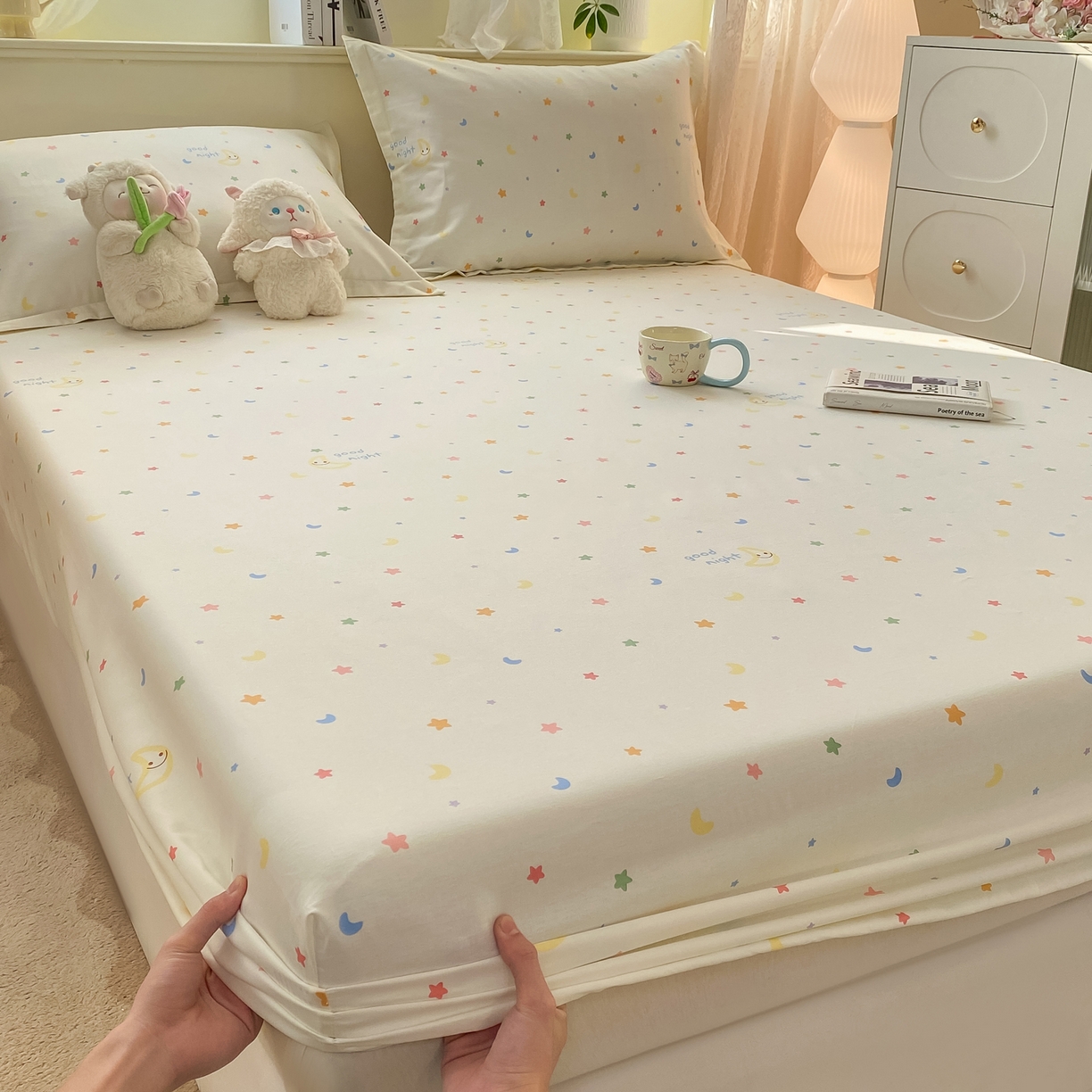 女子家纺 2026新款全棉纯棉印花小清新系列单床笠单品床笠床笠单件 繁星