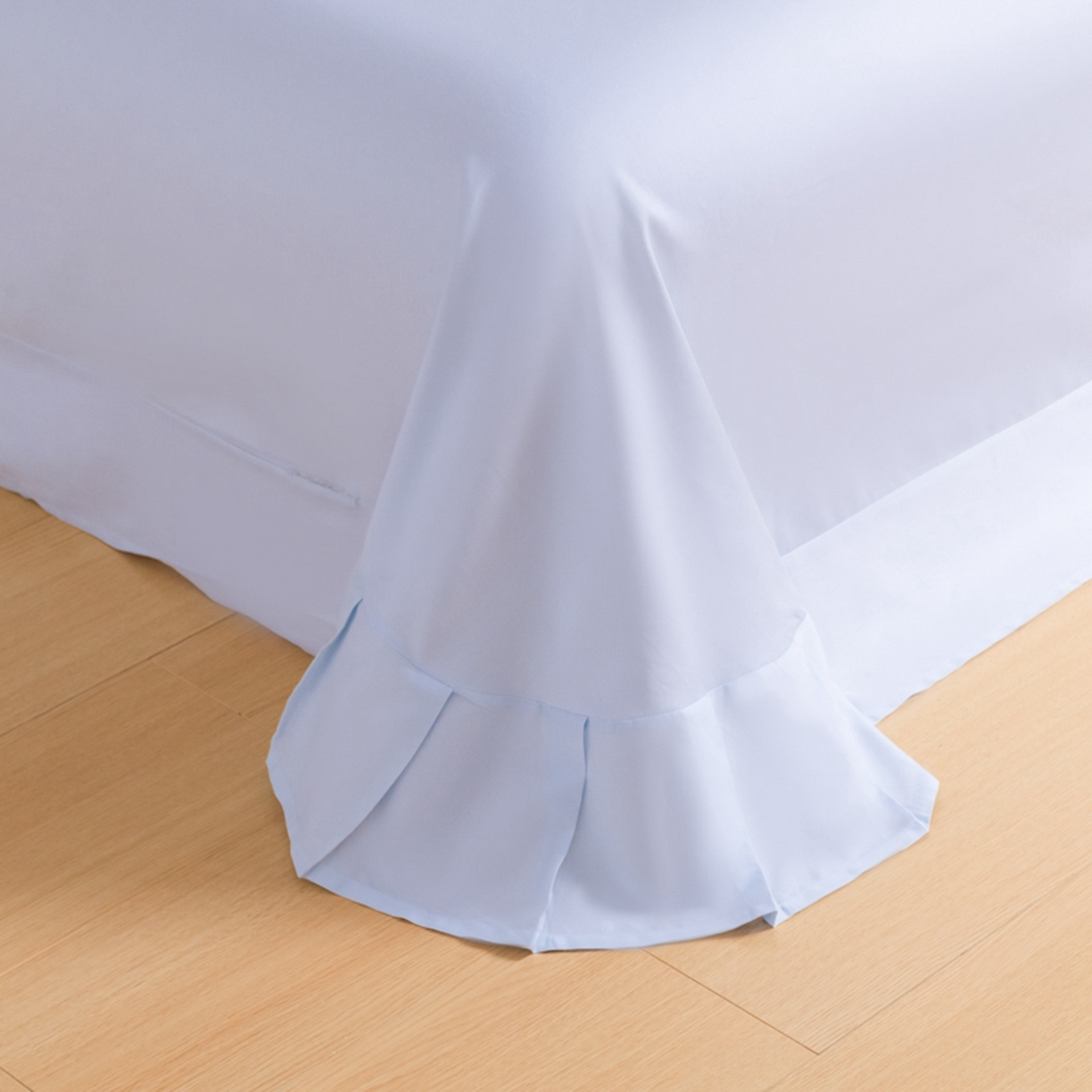 91家纺网 家纺一手货源 找家纺 秀色家纺 2026新款高端100pro新疆长绒棉床上四件套全棉纯棉四季纯色双拼高级感礼品团购四件套-米朵 米朵-深空蓝+远山蓝