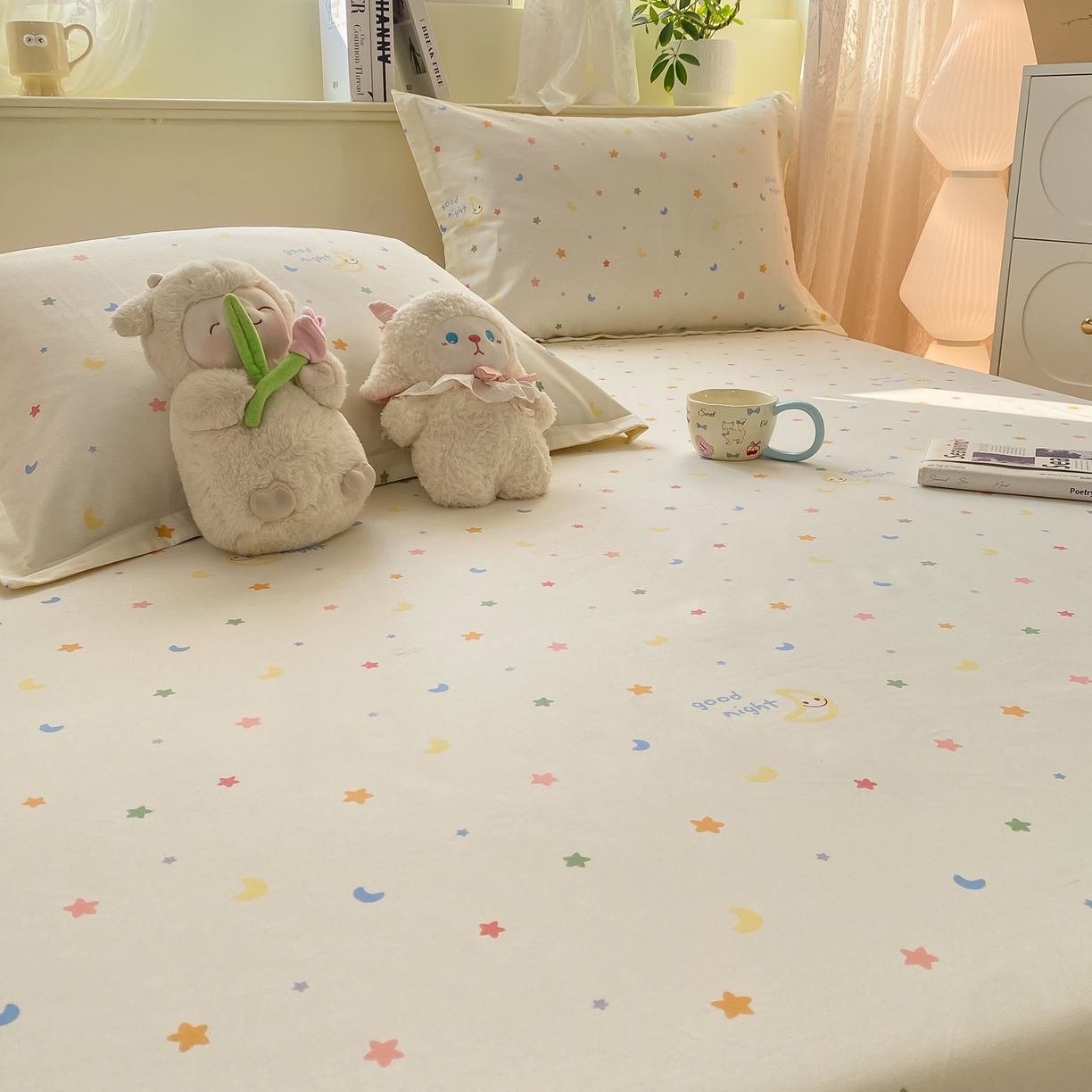 91家纺网 家纺一手货源 找家纺 女子家纺 2026新款全棉纯棉印花小清新系列单床笠单品床笠床笠单件 繁星