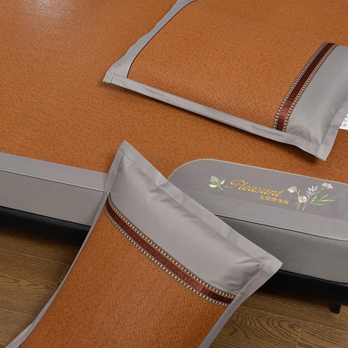 91家纺网 家纺一手货源 找家纺 小牛席业 2026新款加厚款-艾草清新养生席（床笠款） 加厚款-艾草清香养生（床笠款）-红棕