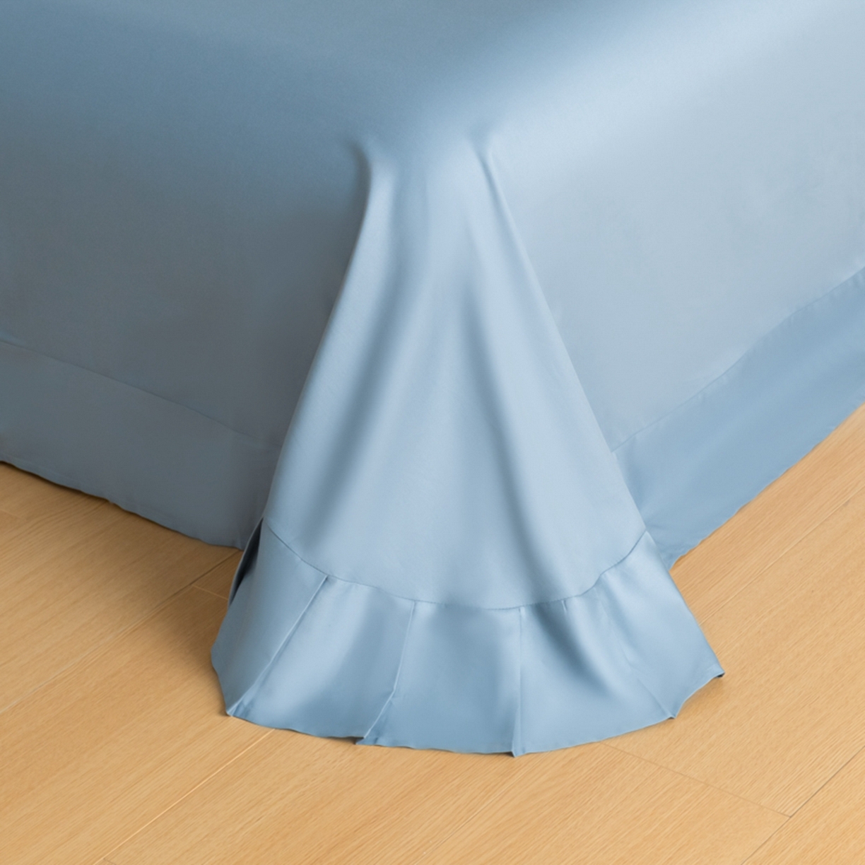 91家纺网 家纺一手货源 找家纺 秀色家纺 2026新款高端100pro新疆长绒棉床上四件套全棉纯棉四季纯色双拼高级感礼品团购四件套-米朵 米朵-天空蓝