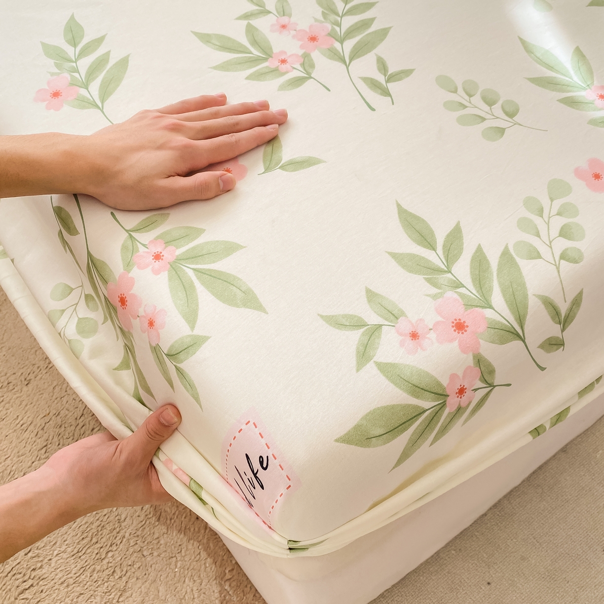 91家纺网 家纺一手货源 找家纺 女子家纺 2026新款全棉纯棉印花小清新系列单床笠单品床笠床笠单件 扶绿花园