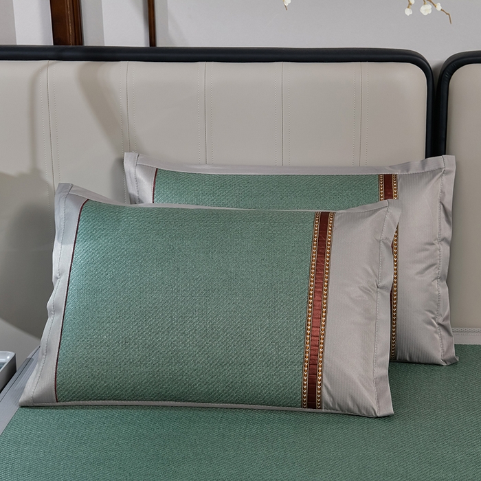 91家纺网 家纺一手货源 找家纺 小牛席业 2026新款加厚款-艾草清新养生席（床笠款） 加厚款-艾草清香养生（床笠款）-墨绿