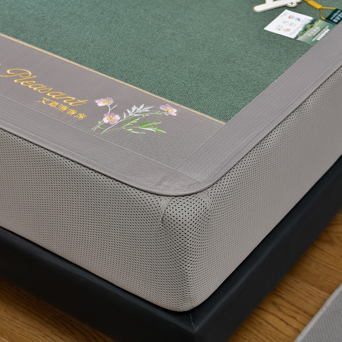 91家纺网 家纺一手货源 找家纺 小牛席业 2026新款加厚款-艾草清新养生席（床笠款） 加厚款-艾草清香养生（床笠款）-墨绿