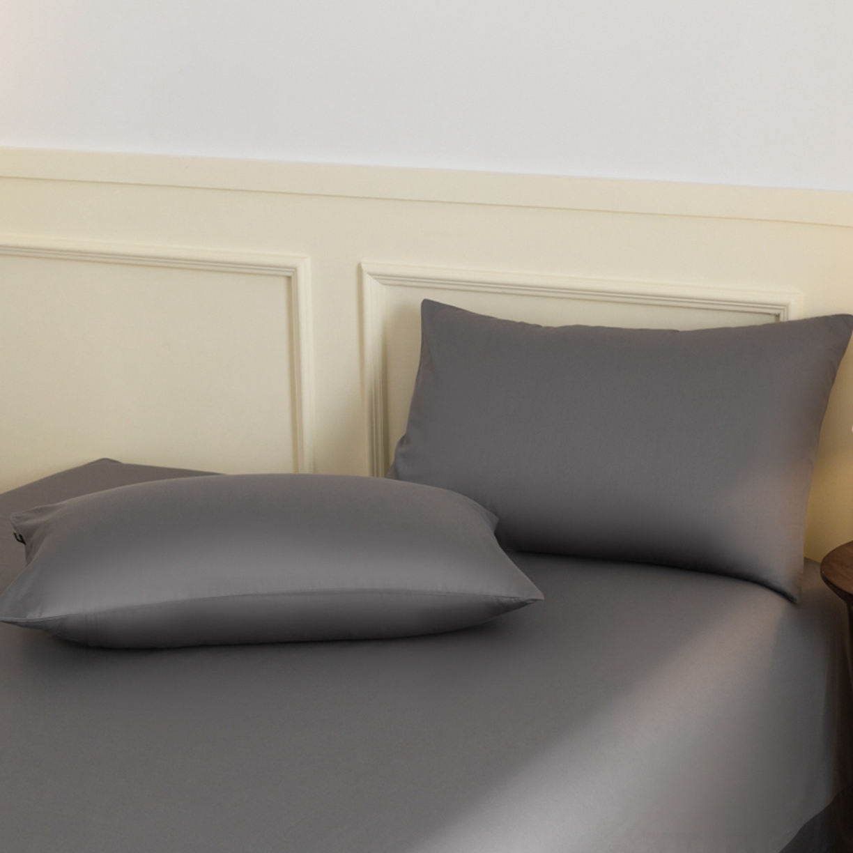 91家纺网 家纺一手货源 找家纺 秀色家纺 2026新款高端100pro新疆长绒棉床上四件套全棉纯棉四季纯色双拼高级感礼品团购四件套-米朵 米朵-雅士灰