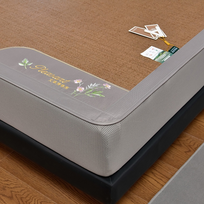 91家纺网 家纺一手货源 找家纺 小牛席业 2026新款加厚款-艾草清新养生席（床笠款） 加厚款-艾草清香养生（床笠款）-浅咖