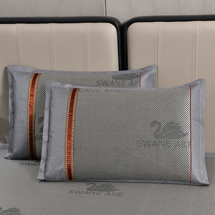 91家纺网 家纺一手货源 找家纺 小牛席业 2026新款加厚天鹅冰藤席系列 加厚款-天鹅冰藤席（黑咖）