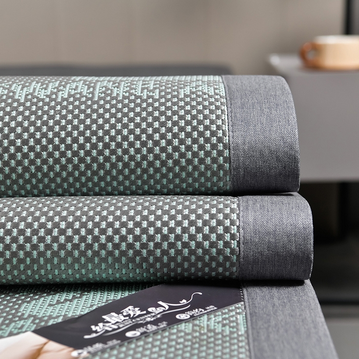 91家纺网 家纺一手货源 找家纺 小牛席业 2026新款加厚天鹅冰藤席系列 加厚款-天鹅冰藤席（绿色）