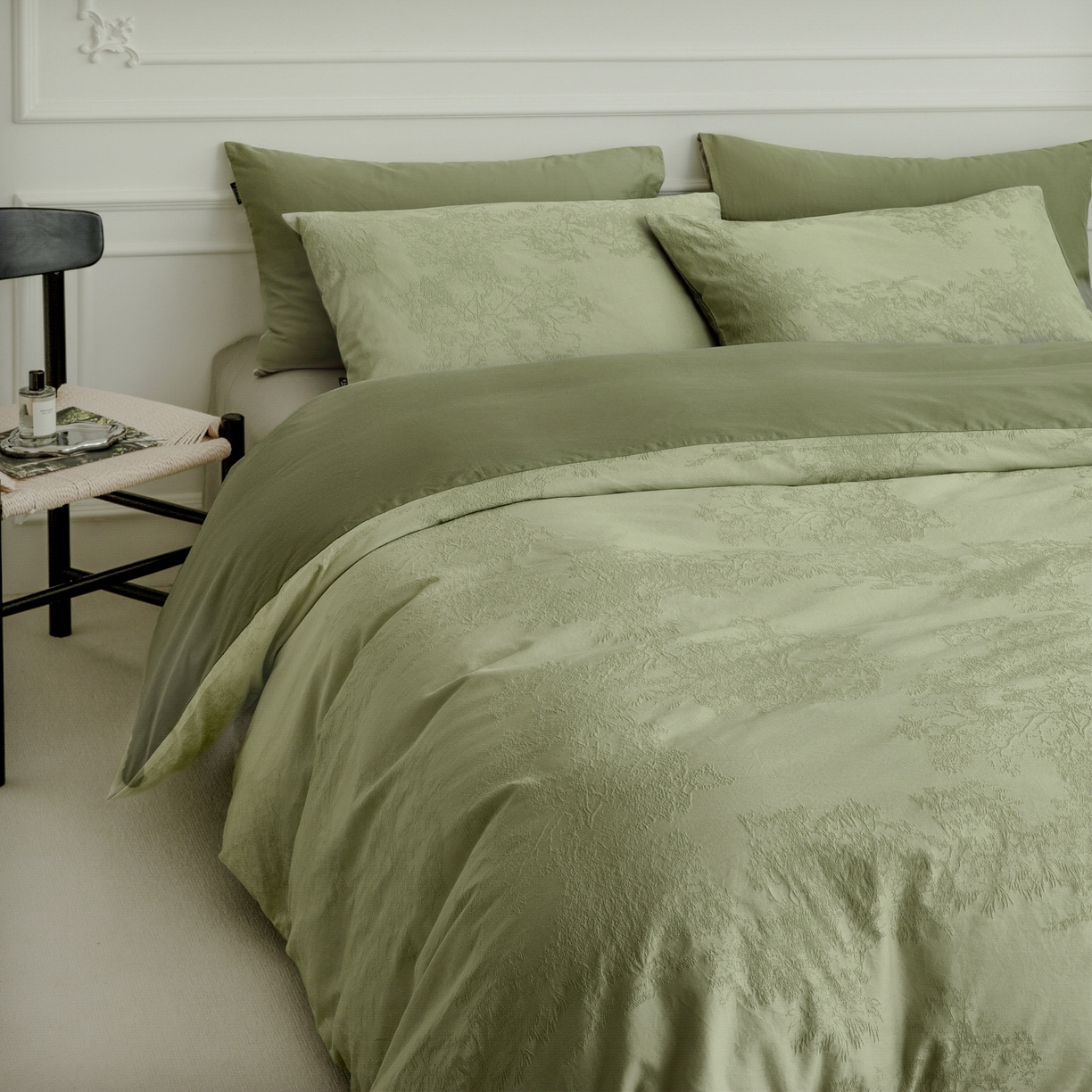 宜代光年 2026年新款全棉厚织提花四件套系列（第一批花型）极有家花型 小郁葱-浅绿