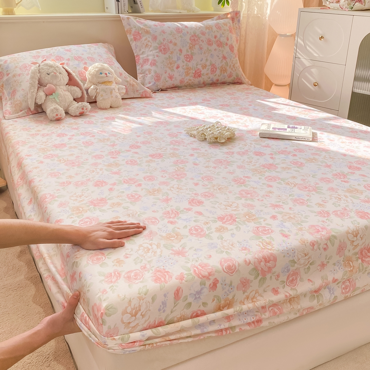 91家纺网 家纺一手货源 找家纺 女子家纺 2026新款全棉纯棉印花小清新系列单床笠单品床笠床笠单件 花恋