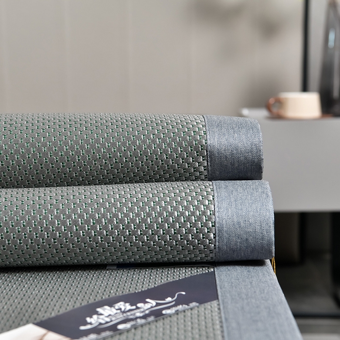 91家纺网 家纺一手货源 找家纺 小牛席业 2026新款加厚天鹅冰藤席系列 加厚款-天鹅冰藤席（墨绿）