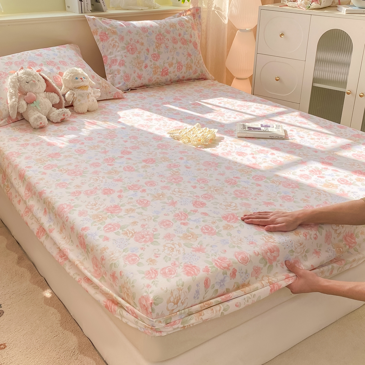 91家纺网 家纺一手货源 找家纺 女子家纺 2026新款全棉纯棉印花小清新系列单床笠单品床笠床笠单件 花恋