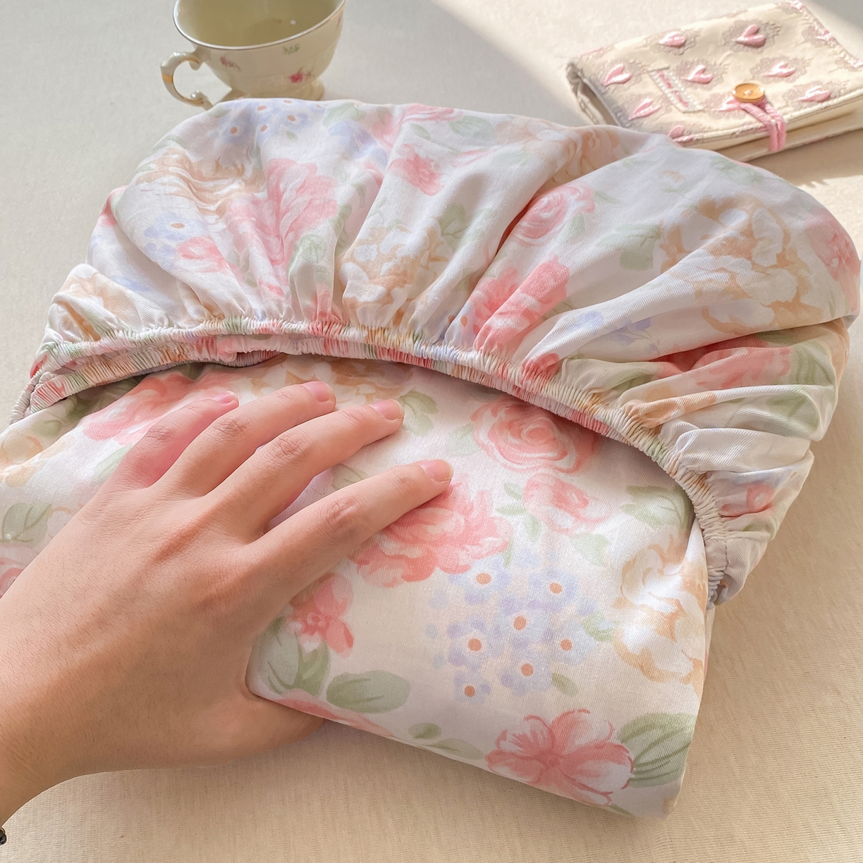 91家纺网 家纺一手货源 找家纺 女子家纺 2026新款全棉纯棉印花小清新系列单床笠单品床笠床笠单件 花恋