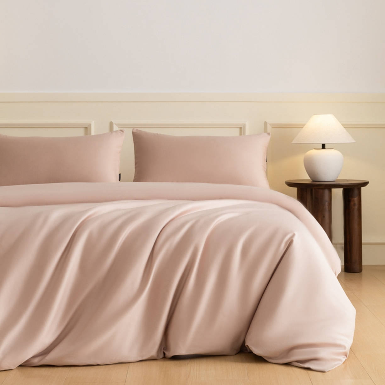 秀色家纺 2026新款高端100pro新疆长绒棉床上四件套全棉纯棉四季纯色双拼高级感礼品团购四件套-米朵 米朵-茱萸粉