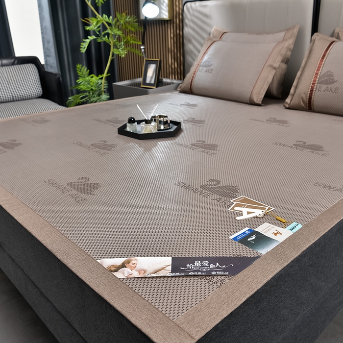 91家纺网 家纺一手货源 找家纺 小牛席业 2026新款加厚天鹅冰藤席系列 加厚款-天鹅冰藤席（香槟）