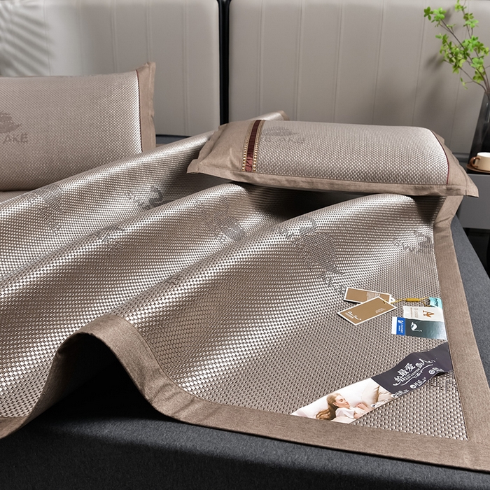 91家纺网 家纺一手货源 找家纺 小牛席业 2026新款加厚天鹅冰藤席系列 加厚款-天鹅冰藤席（香槟）