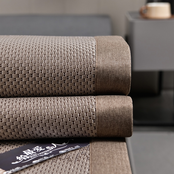 91家纺网 家纺一手货源 找家纺 小牛席业 2026新款加厚天鹅冰藤席系列 加厚款-天鹅冰藤席（香槟）