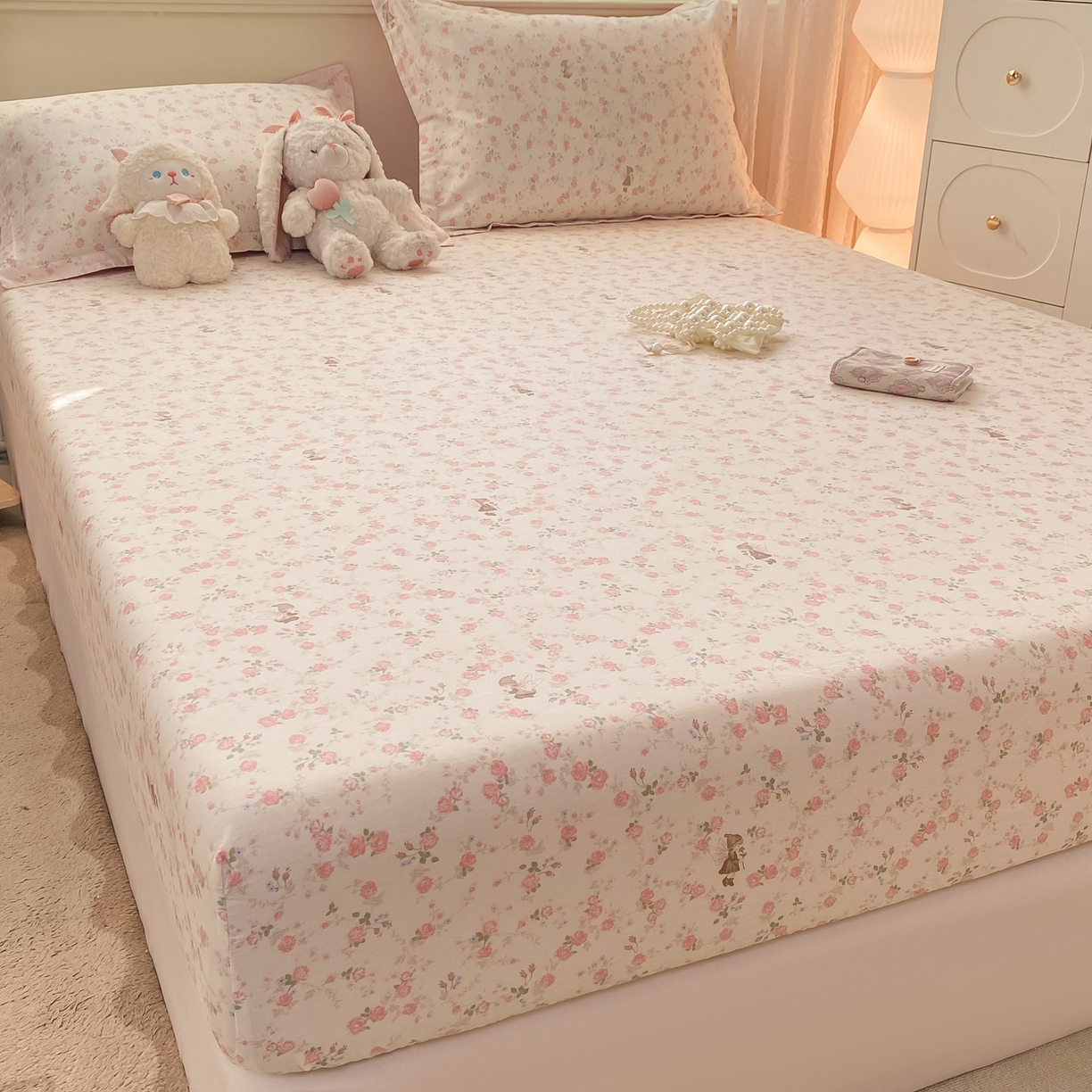 91家纺网 家纺一手货源 找家纺 女子家纺 2026新款全棉纯棉印花小清新系列单床笠单品床笠床笠单件 花中仙子