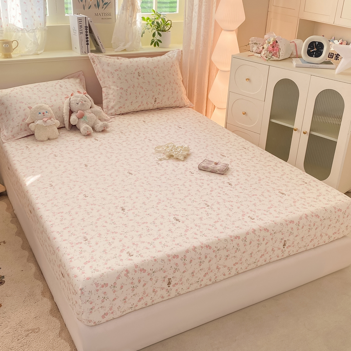 91家纺网 家纺一手货源 找家纺 女子家纺 2026新款全棉纯棉印花小清新系列单床笠单品床笠床笠单件 花中仙子