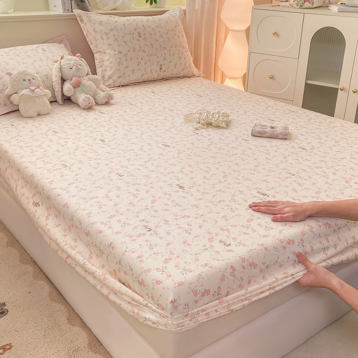 91家纺网 家纺一手货源 找家纺 女子家纺 2026新款全棉纯棉印花小清新系列单床笠单品床笠床笠单件 花中仙子